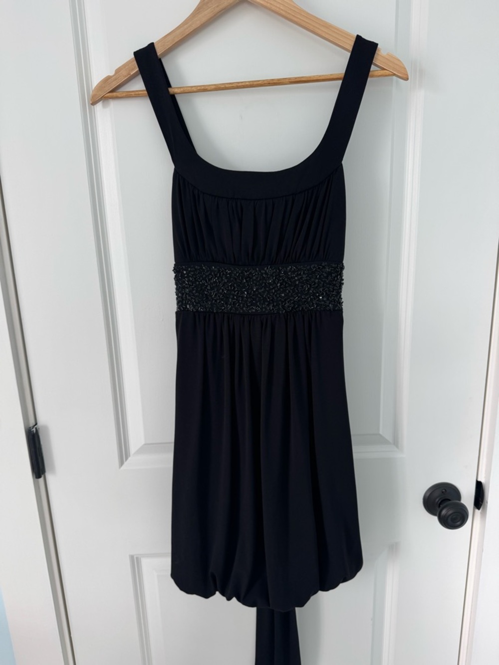 Rampage Black Sleeveless Mini Dress with Beaded Waist